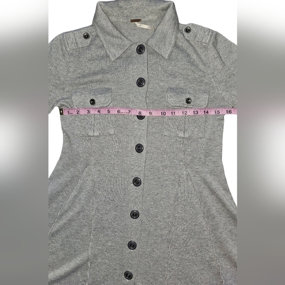 Free People Gray Collared Button Dress Cardigan Size Small - Picture 13 of 16
